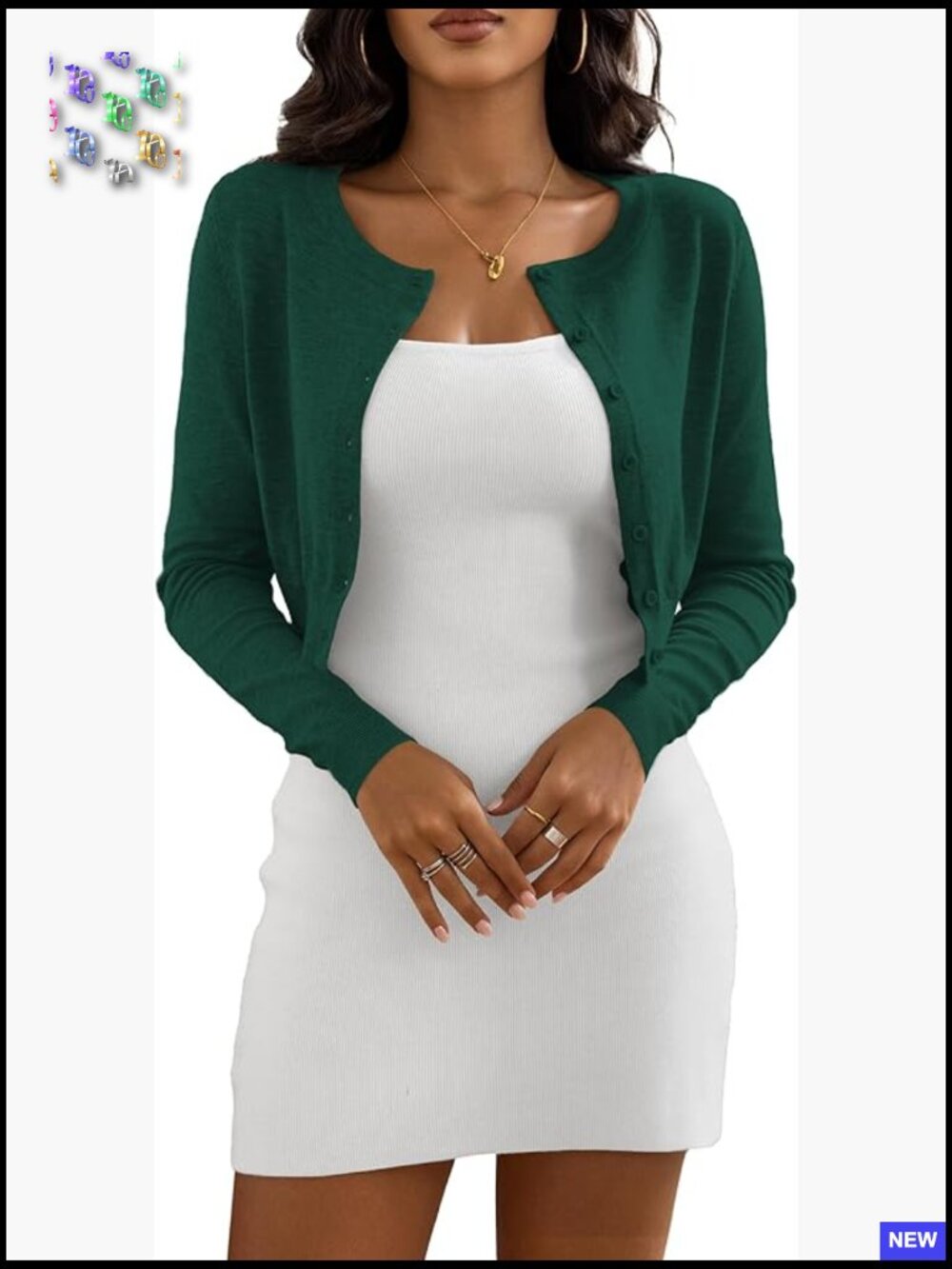 Cropped Cardigan Sweater Crew Neck Button Down Open Front Knit Bolero Shrug